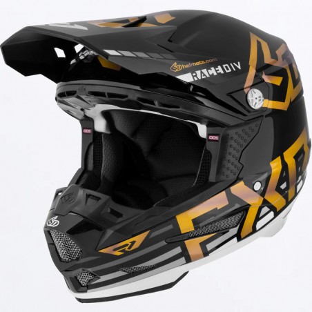 CASQUE FXR 6D NOIR BLANC GOLD